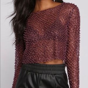 Windsor Plum Pearl Mesh Top ✨